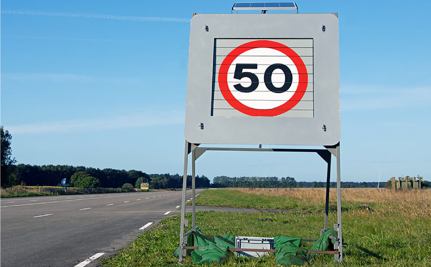 Panneau temporaire de limitation de vitesse variable